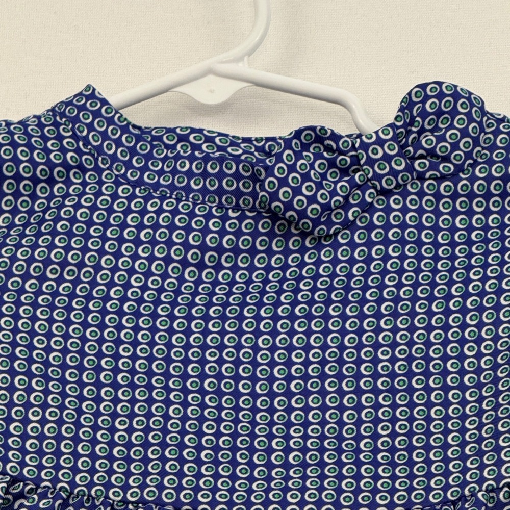 NWOT Janie and Jack Dress  Girls 18-24M Blue Green Geometric Bow Long Sleeve Set